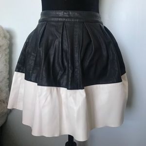 Black and white faux leather skirt